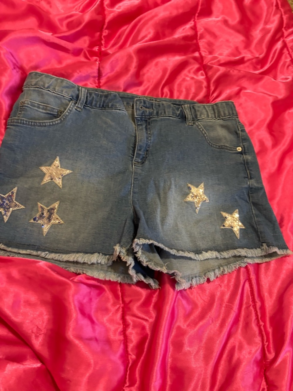 Denim Star Appliqué Women’s Shorts - Blue